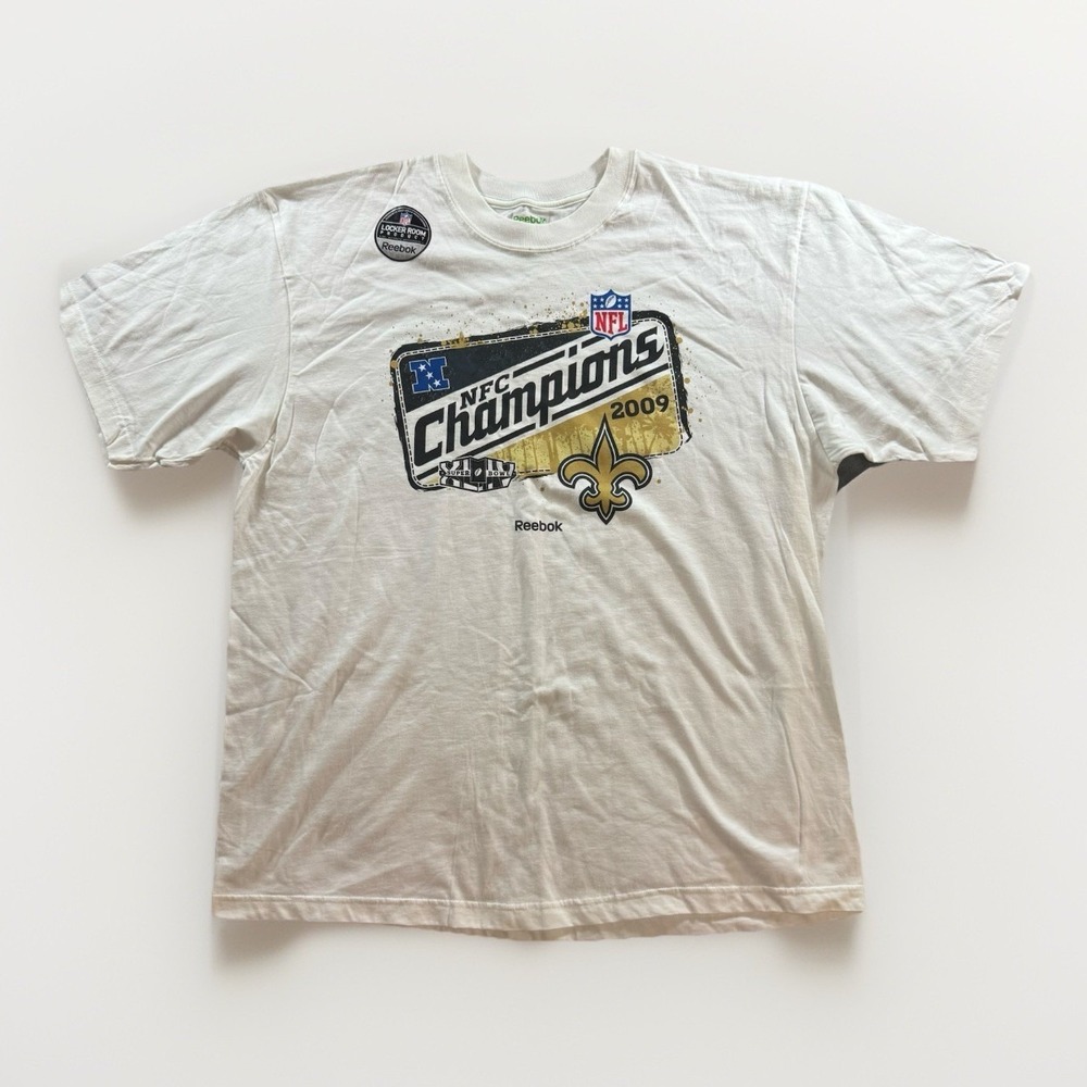 NWT New Orleans Saints 2009 NFC Champions‎ XL White Super Bowl XLIV Locker Room